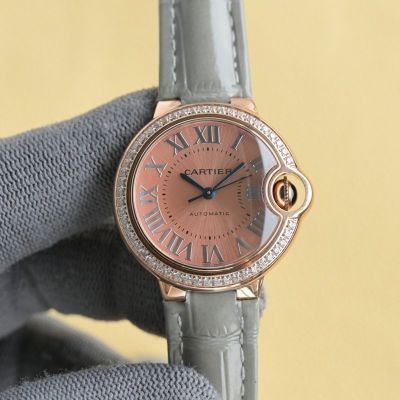 Cartier 18K Gold 28/33/36MM for Your Choice Imported Movement Pink/White Dial Watch cartier watch box replica